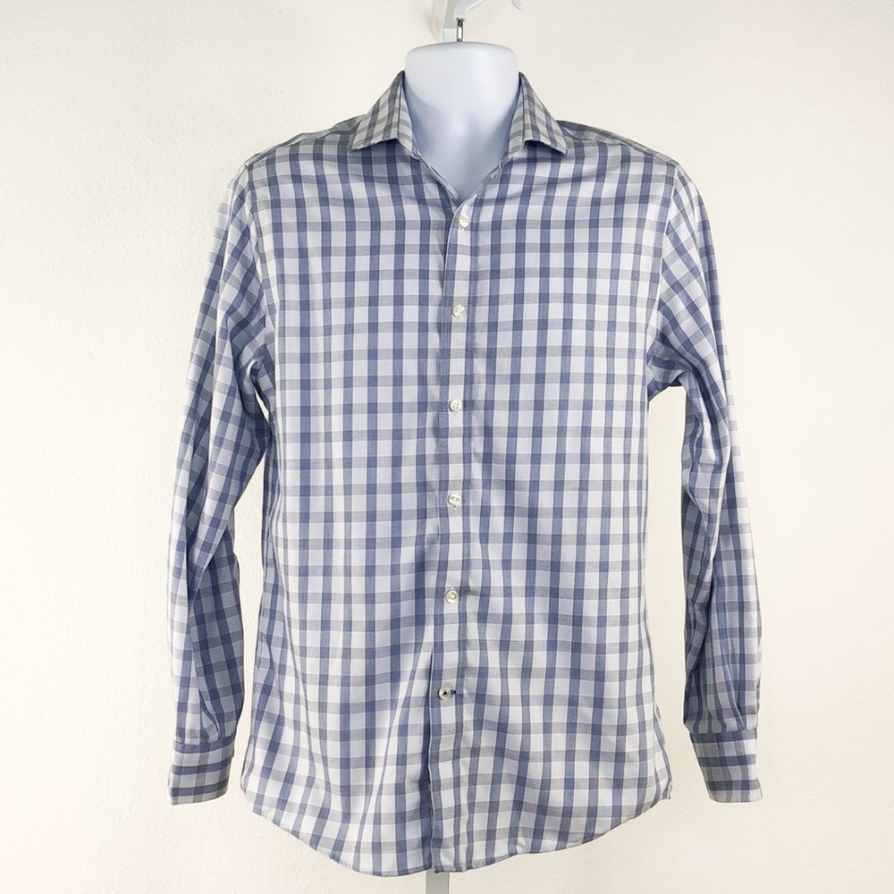 Ryan Seacrest Distinction Blue White Checkered Top